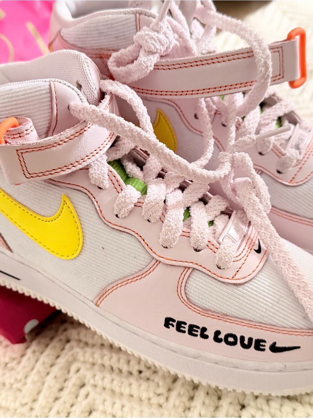 Kids Pink & Yellow High-Top Sneakers - FEEL LOVE